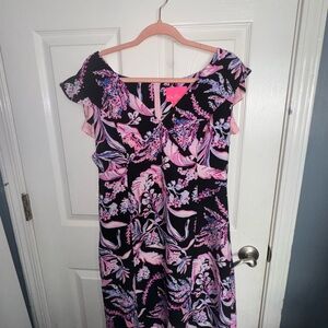 Lilly Pulitzer Floral Pink and Black Women's Dress